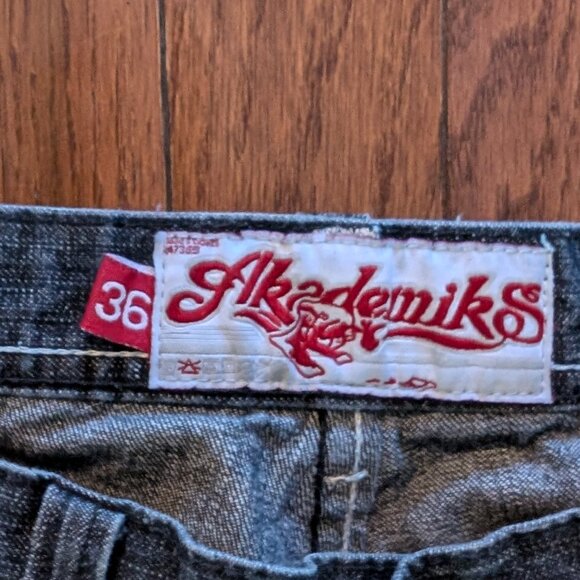 Y2K Baggy Akademiks Faded Denim Jeans - Size 36x32 - Picture 5 of 7